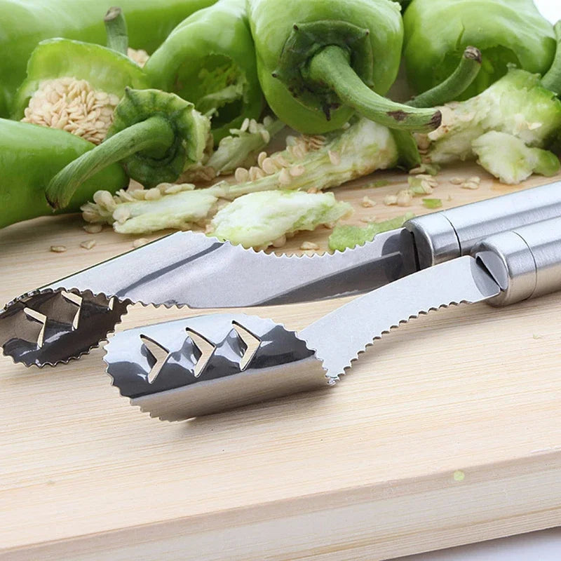 1pcs Vegetable Fruit Coring Tool Pepper Tomato Slicer Edge Rotating Cutter Corers Seed Remover Stainless Steel Kitchen Gadgets