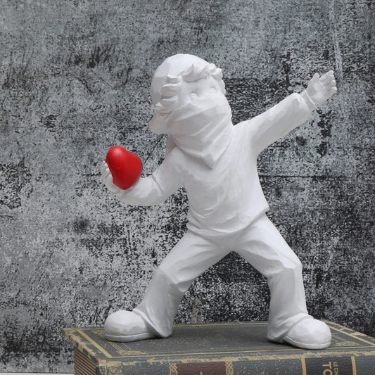 1 pc Resin Banksy Love Sculptures Stone Thrower Statue Home Decoration Desk Accessories Collectible Figurine Decorative Interior