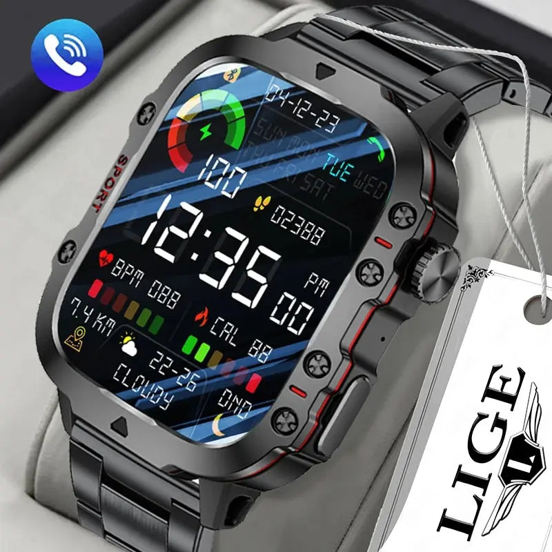 Lige New Smart Watch 1.96 Inch Screen 420 Mah Bluetooth Call Voice Assistant Sports Fitness