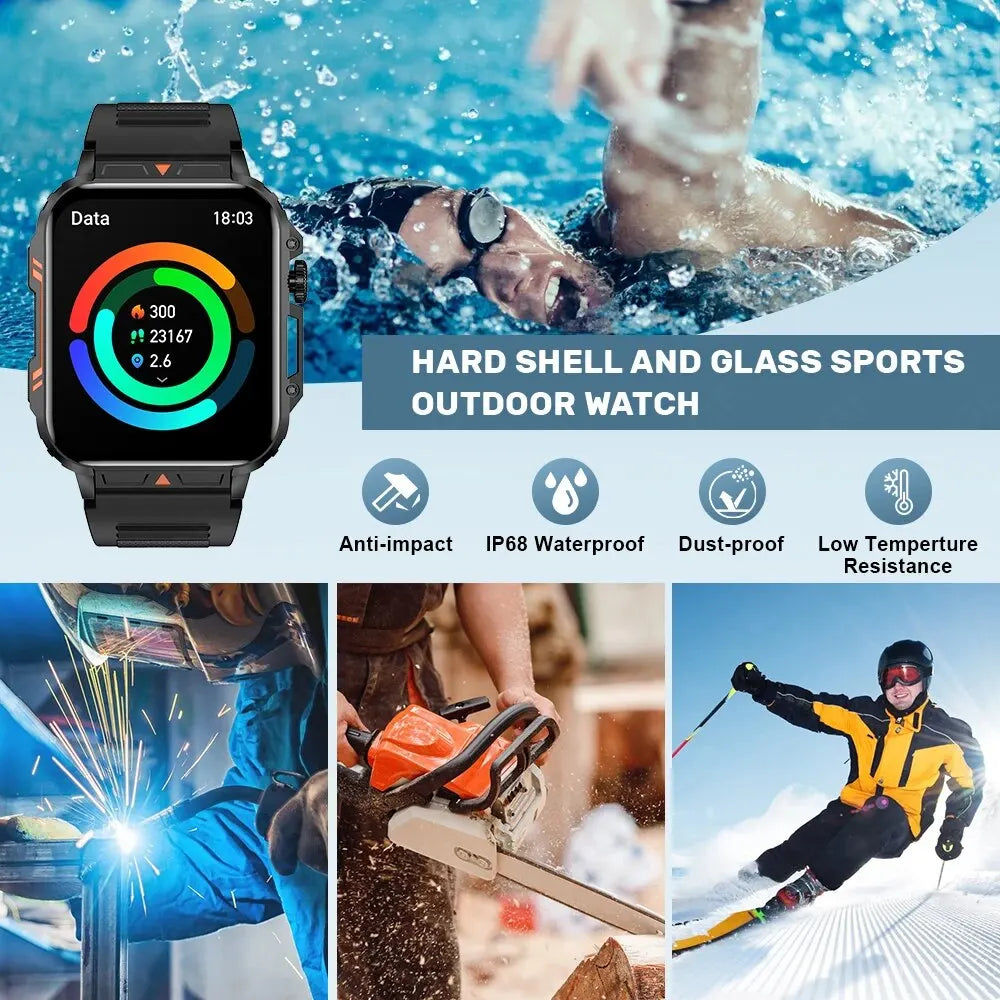 Lige Smartwatch 1.95 Inch Screen Health Monitoring Watches Ip68 Waterproof Sport Fitness Smart