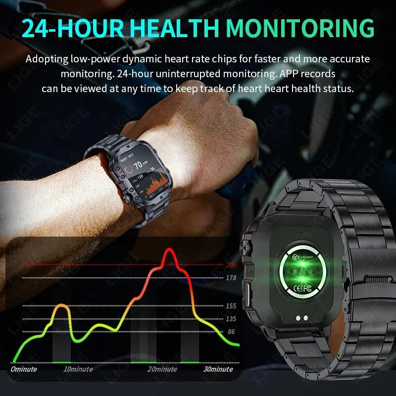 Lige New Smart Watch 1.96 Inch Screen 420 Mah Bluetooth Call Voice Assistant Sports Fitness