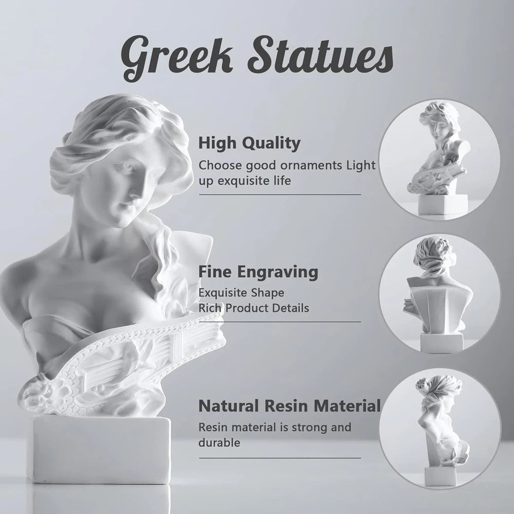 Greek Mythology Bust Statue Decor Roman Goddess Figurines Sketch Practice Aesthetics Sculptures for Living Room Bookshelf Desk