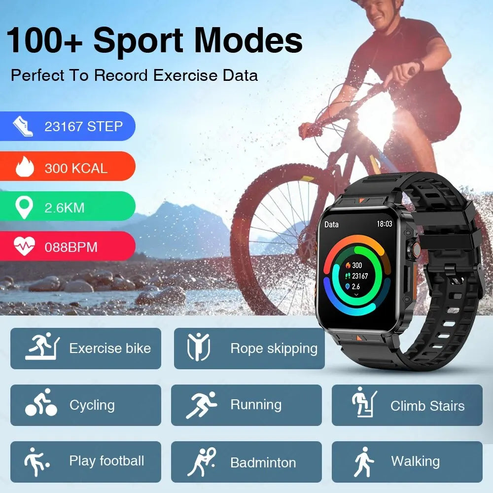 Lige Smartwatch 1.95 Inch Screen Health Monitoring Watches Ip68 Waterproof Sport Fitness Smart