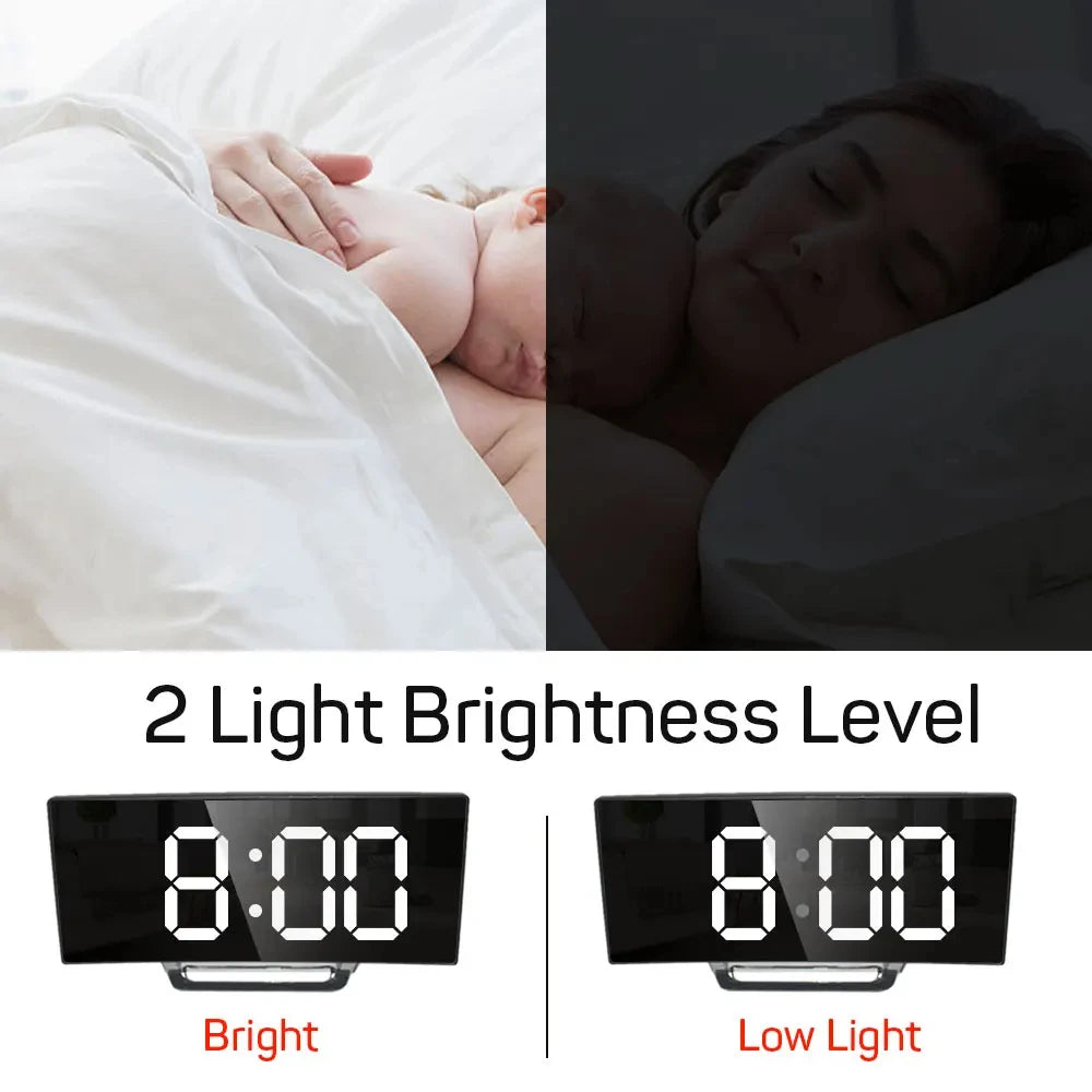 Electronic Alarm Clock Noiseless Design Digital LED Large Display Mirror Electronic Clock Digital Alarm Clock LED Mirror Clocks