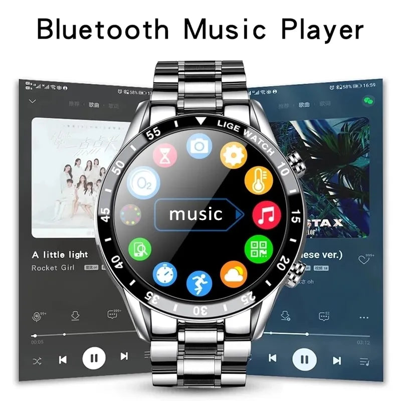 Lige 2023 Smart Watch Men Full Circle Touch Screen Bluetooth Call Smartwatch Waterproof Sport