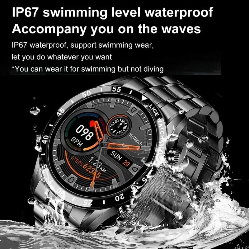 Lige 2023 Smart Watch Men Full Circle Touch Screen Bluetooth Call Smartwatch Waterproof Sport