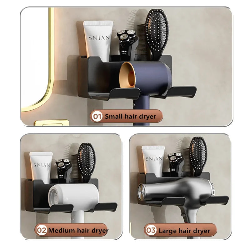 Wall Mounted Hair Dryer Holder For Dyson Bathroom Shelf without Drilling Plastic Hair dryer stand Bathroom Organizer