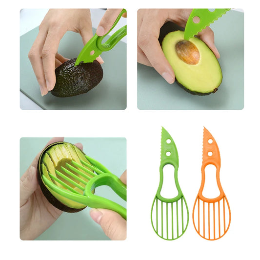 3-in-1 Avocado Slicer Shea Corer Butter Fruit Peeler Cutter Pulp Separator Plastic Knife Kitchen Vegetable Tools Home Accessory