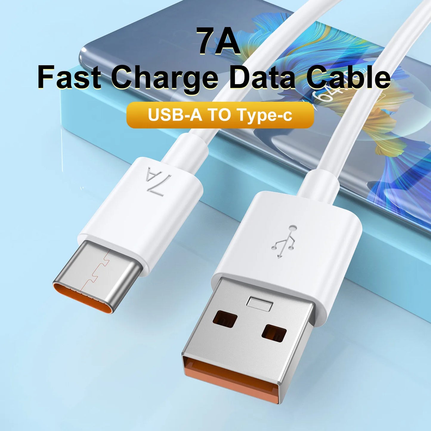 7A 100W USB Type C Super-Fast Charge Cable for Huawei P40 P30 Fast Charing Data Cord for Xiaomi Mi 13 12 Pro Oneplus Realme POCO