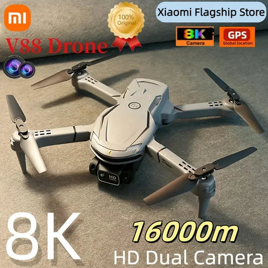 Xiaomi-V88 Professional Drone, 8K, HD Aerial, Dual-Camera, Omnidirectional, Obstacle Avoidance, WiFi, Folding Quadcopter, 16000m