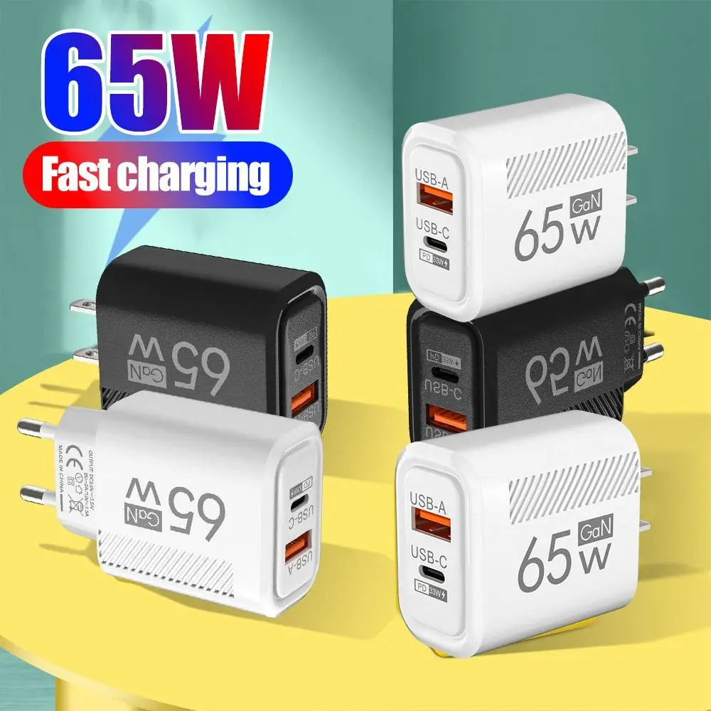 65W GaN USB C Charger Fast Charging Wall Charger For iPhone/Xiaomi/Samsung PD Type C Phone Adapter EU/US Plug