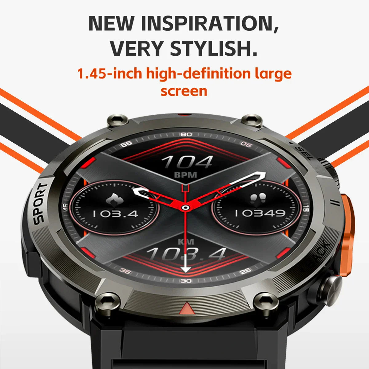 Smart Watch 1.45 Inch 360*360 Pixel 300Mah Smartwatch Men Bluetooth Call Bt5.0 With Flashlight