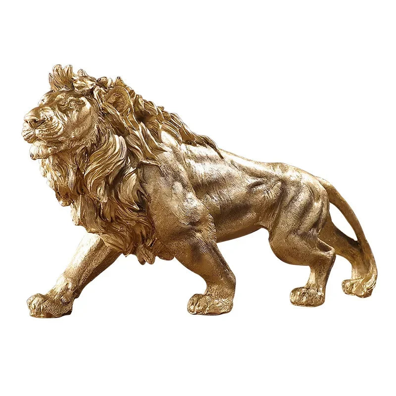 Golden Lion King Resin Ornament Home Office Desktop Animal Statue Decoration Accessories Living Room Home Decoration Ornament