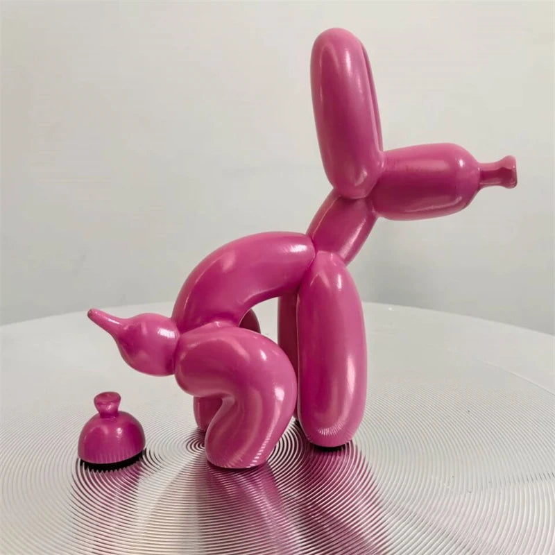 Cute Balloon Dog Puppy Poop Statue Resin Animal Sculpture Home Decor Resin Craft Office Decor