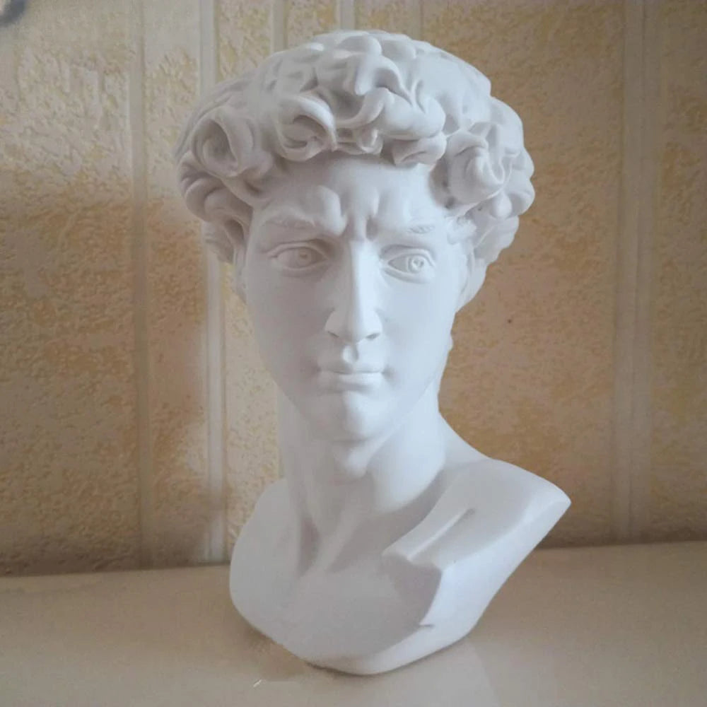 15cm David Statue Head Portraits Mini Gypsum Michelangelo Home Decoration Resin Art Craft Home Decor Sculpture